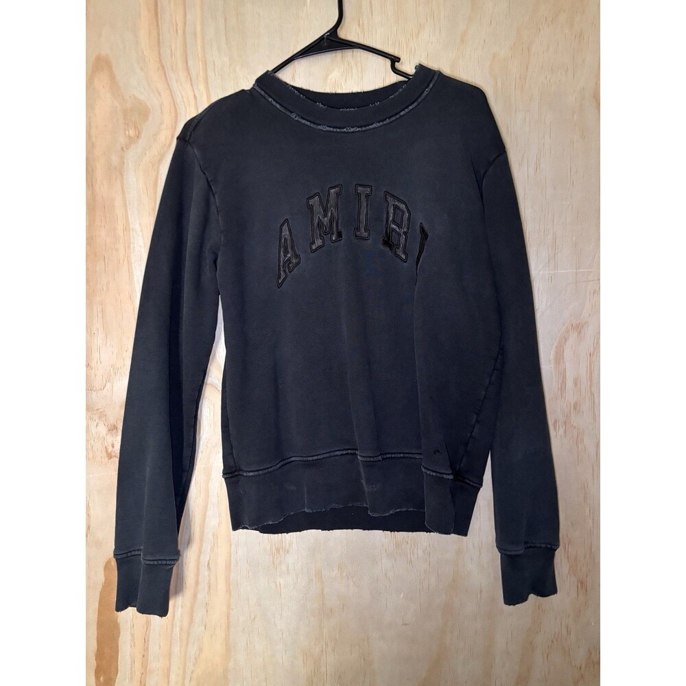 Amiri Leather Arc Logo Crewneck Black Sweatshirt medium